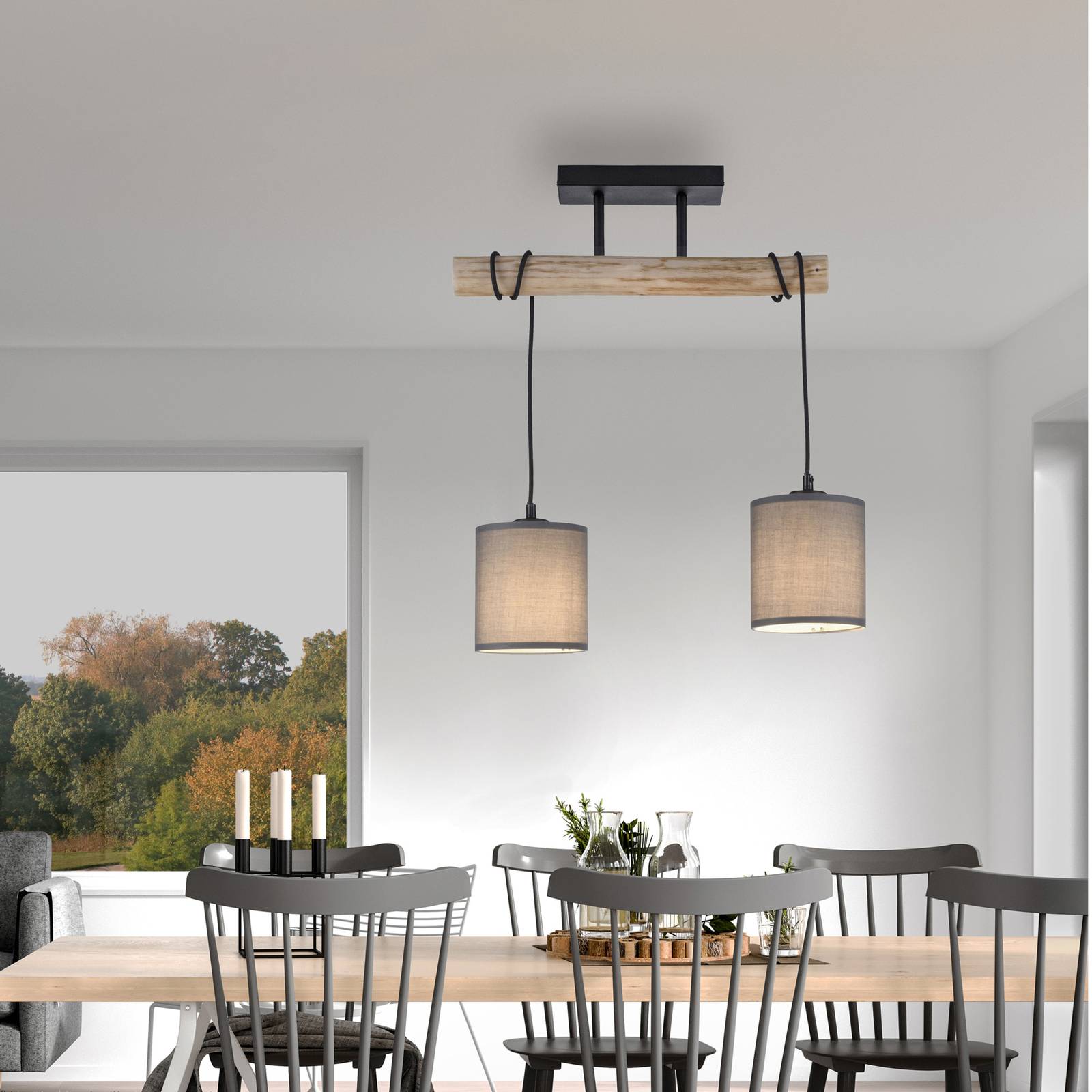 JUST LIGHT. Lampa sufitowa Green Tribu, papierowe klosze, 2-punktowa