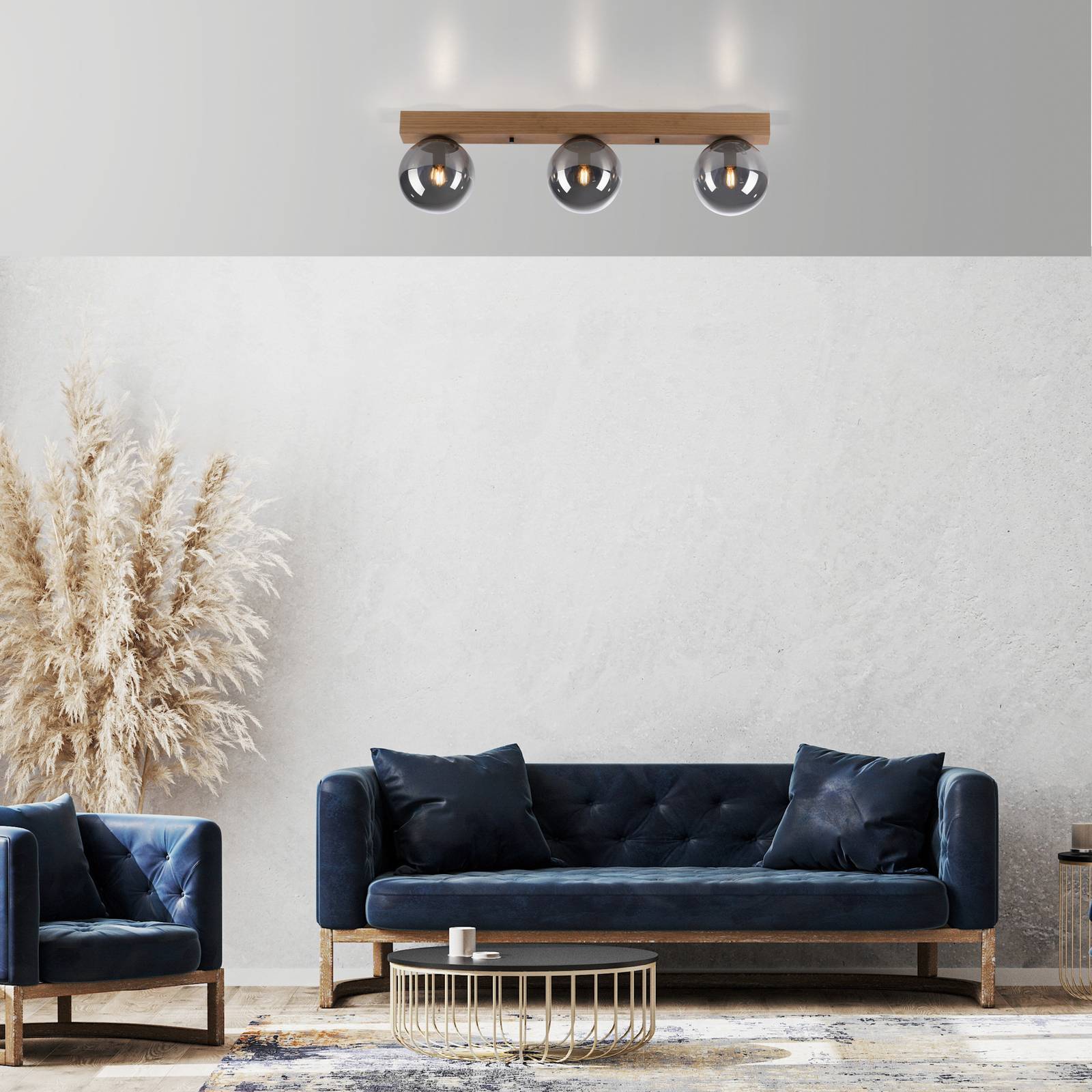 JUST LIGHT. Lampa sufitowa Green Widow, szklane klosze, 3-punktowa