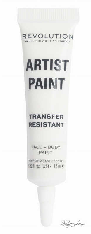 MAKEUP REVOLUTION - ARTIST PAINT - Face + Body Paint - Płynna farba do twarzy i ciała - 15 ml - Biała