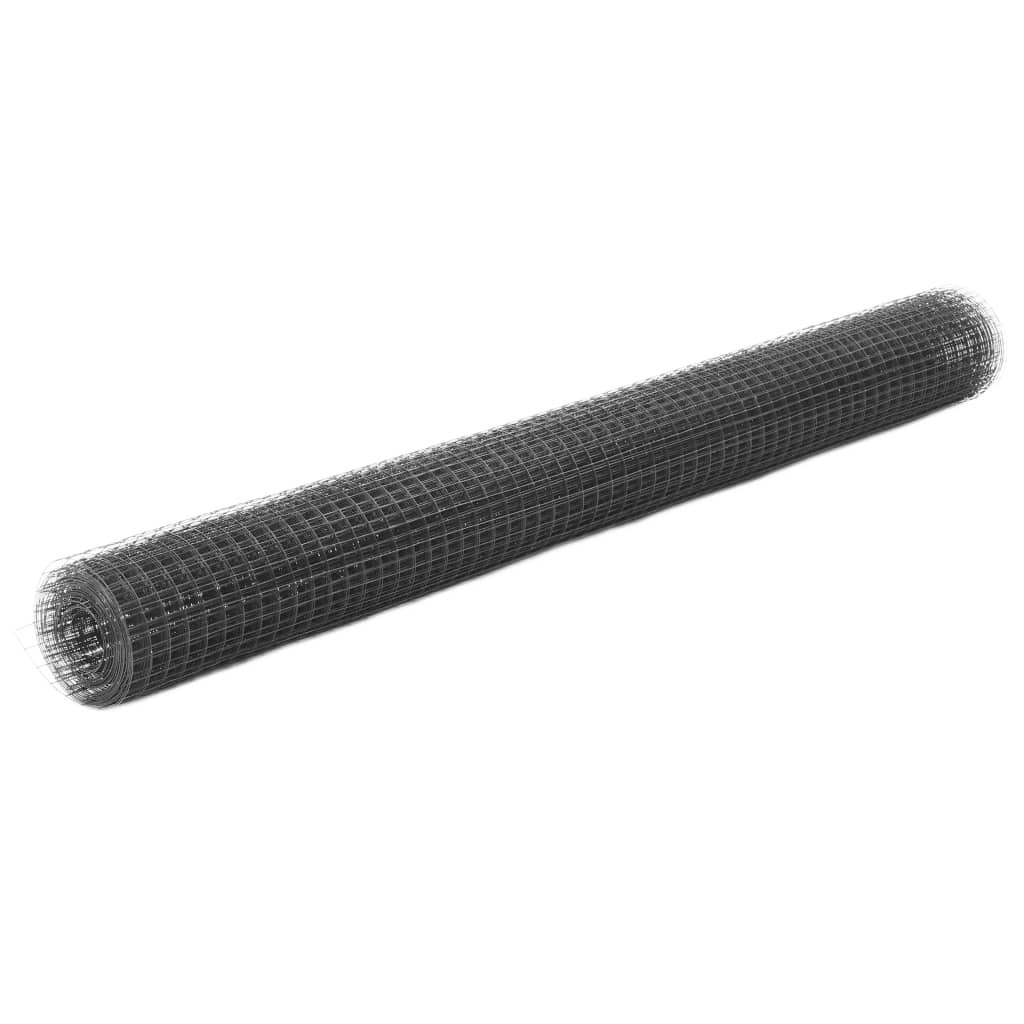 Ogrodzenie z siatki, stal i PVC, 25x1,5 m, szare Lumarko!
