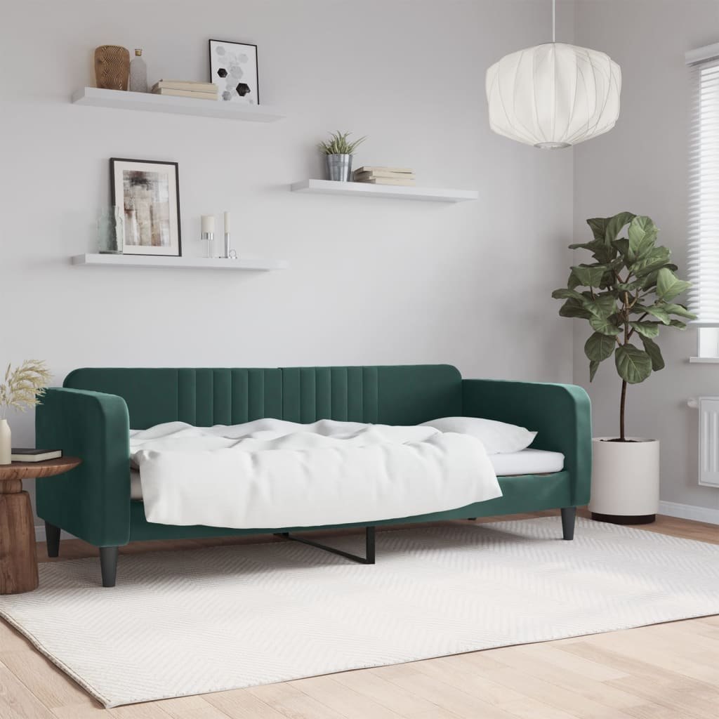 Sofa z funkcją spania, ciemnozielona, 80x200cm, obita aksamitem Lumarko!