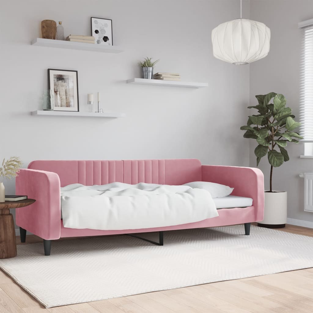 Sofa z funkcją spania, różowa, 100x200 cm, obita aksamitem Lumarko!