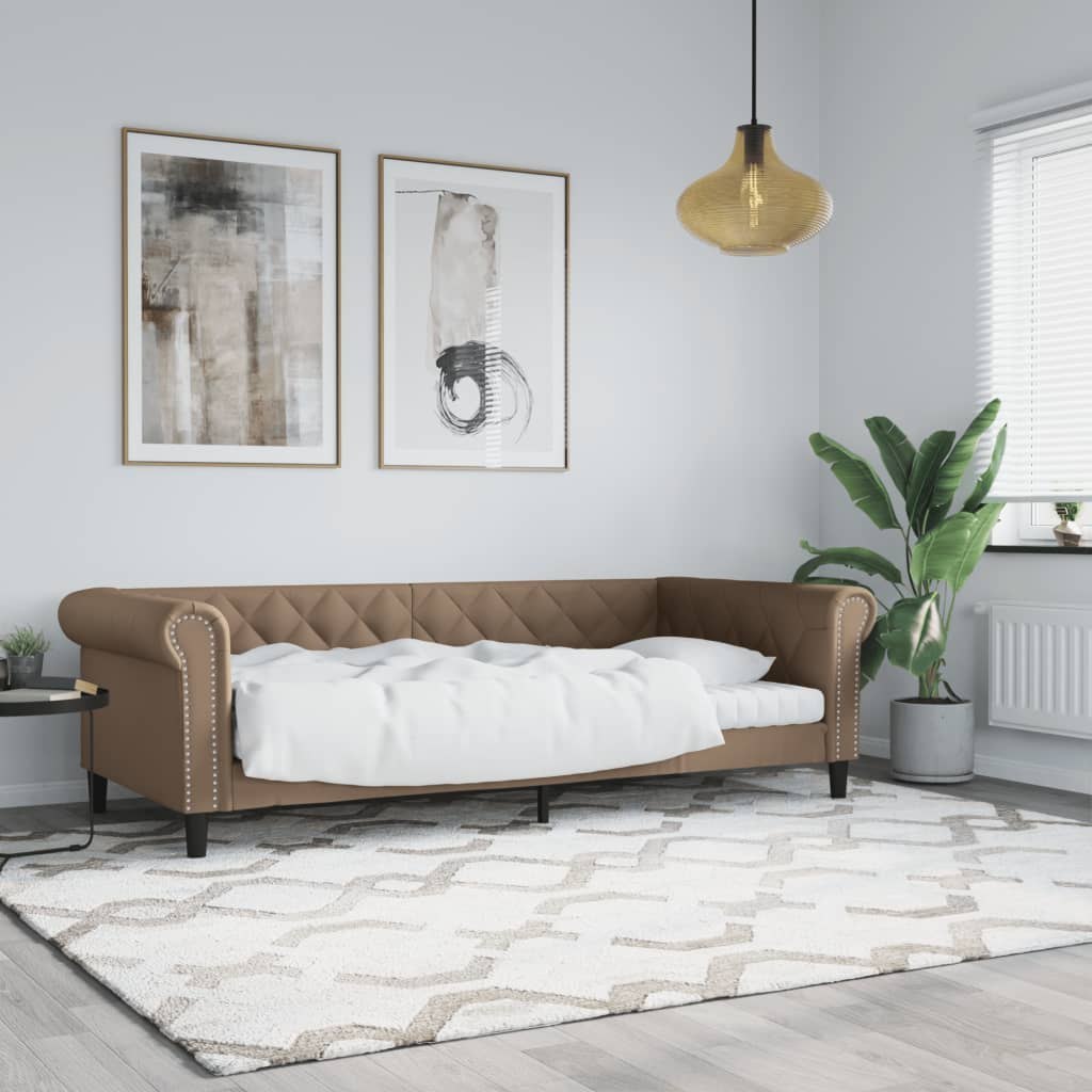 Sofa z funkcją spania, cappuccino, 90x200 cm, sztuczna skóra Lumarko!