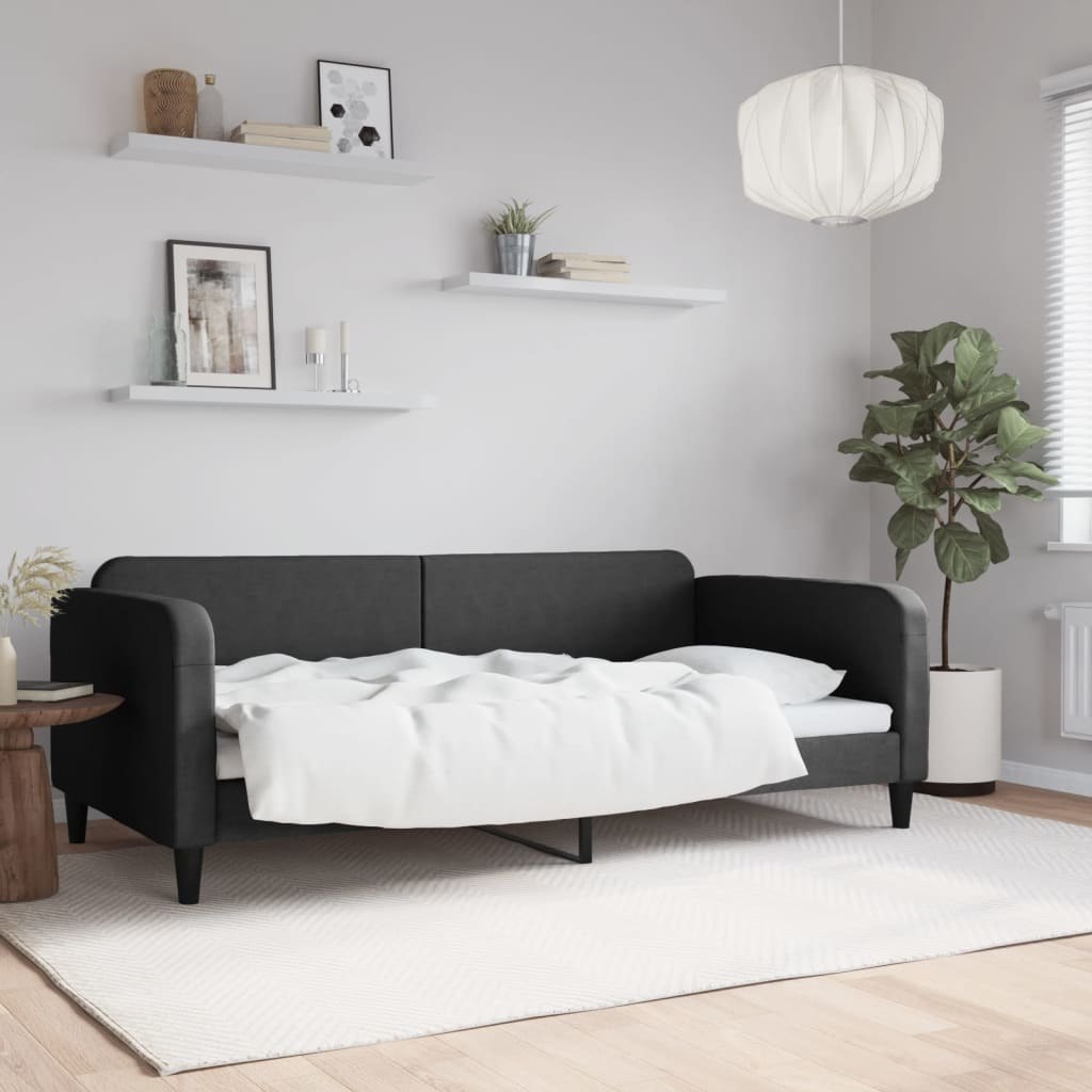 Sofa z funkcją spania, czarna, 100x200 cm, obita tkaniną Lumarko!