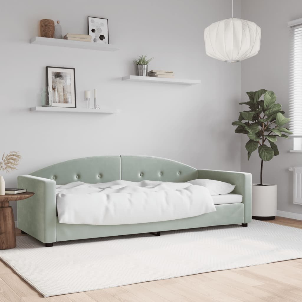 Sofa z funkcją spania, jasnoszara, 80x200 cm, obita aksamitem Lumarko!