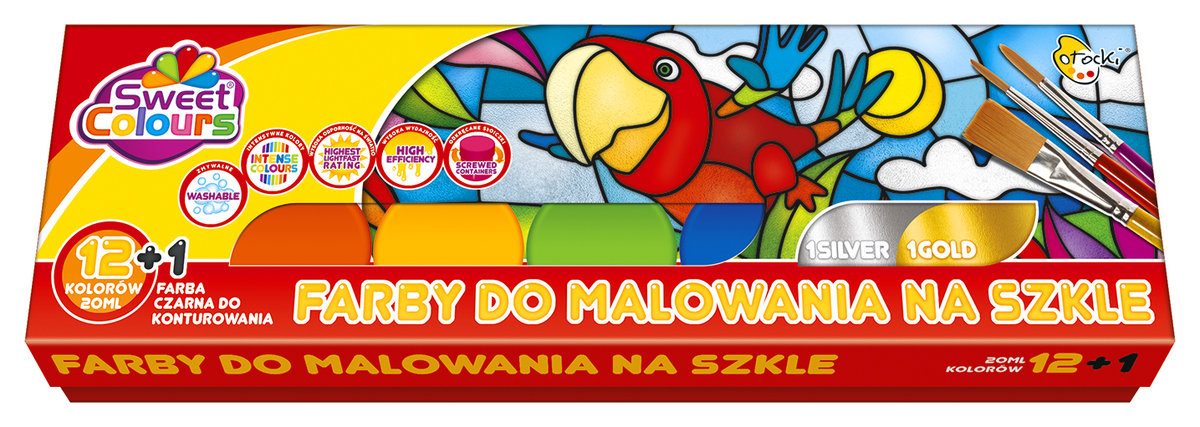 Farby do malowania na szkle, 13 kolorów