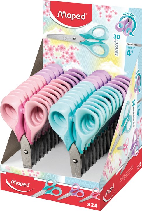 NOŻYCZKI SENSOFT PASTEL 13 CM ELASTYCZNY UCHWYT DISPLAY