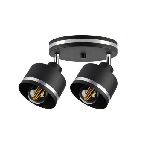 Lampa czarna sufitowa z dwoma reflektorami P2-S43
