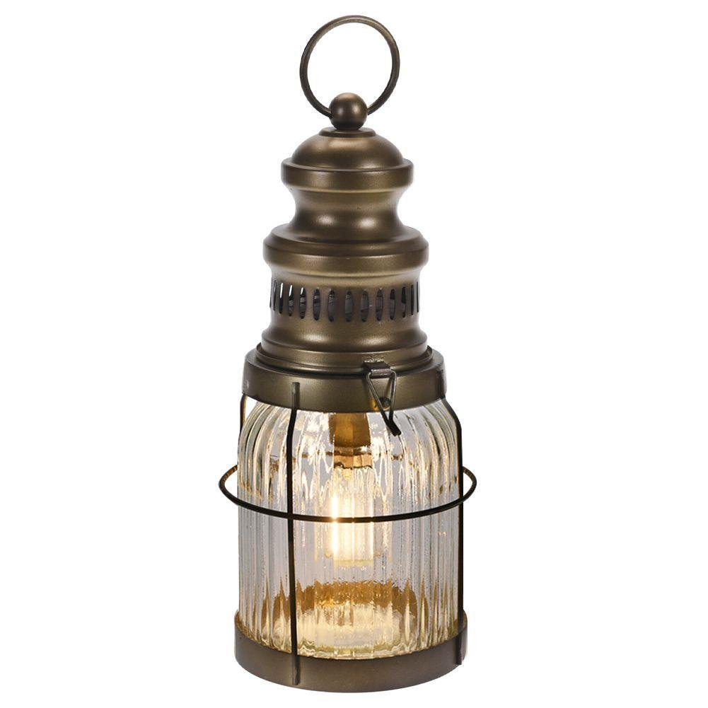Vilde Lampion led lampa latarnia latarenka stołowa metalowa brązowa loft 29 cm
