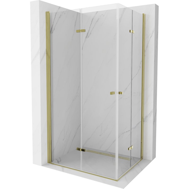 Mexen Lima Duo kabina prysznicowa składana 90x80 cm, transparent, złota