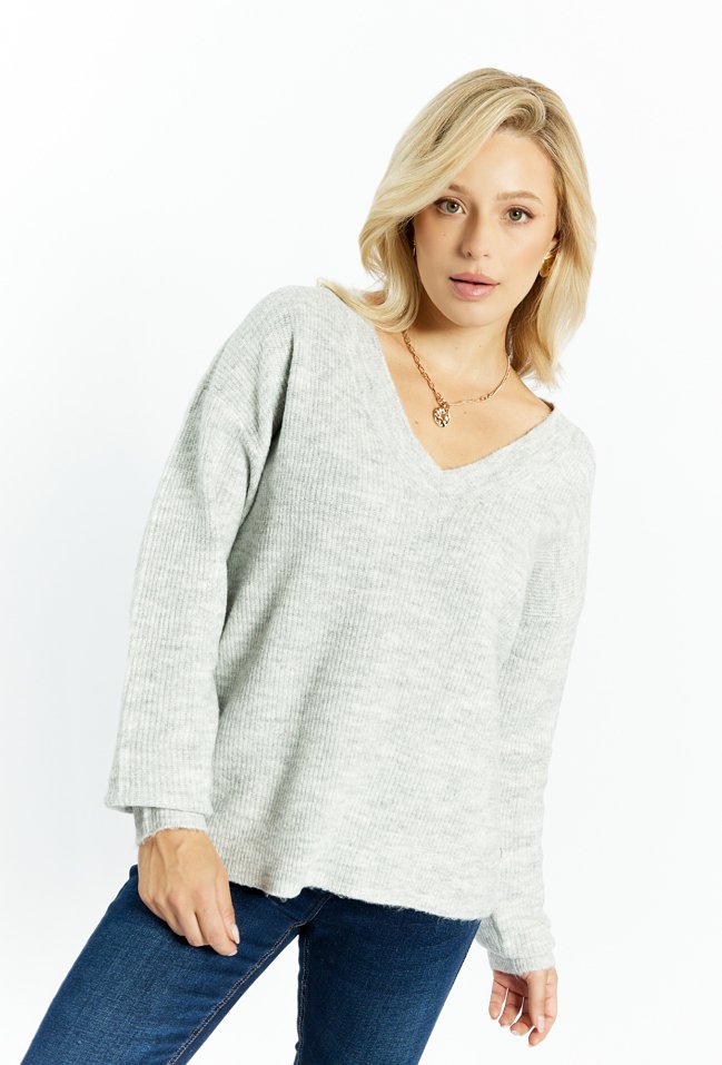 Sweter damski w serek - Monnari