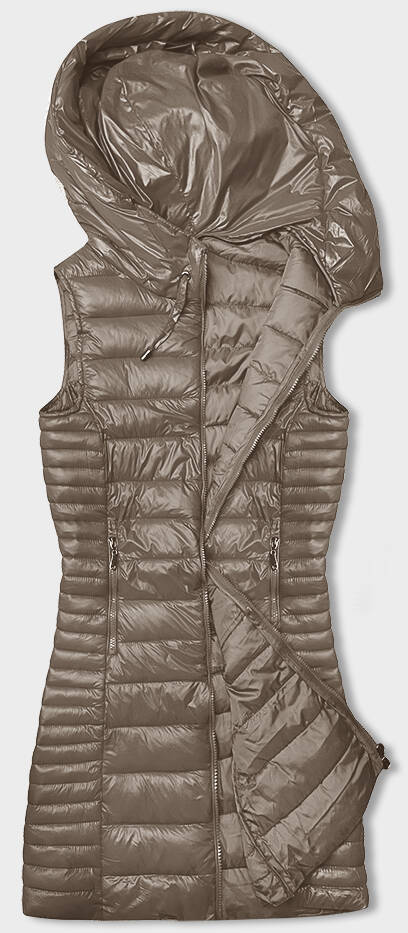 PIKOWANA KAMIZELKA Z KAPTUREM CAPPUCCINO (16M9113-62) - J STYLE