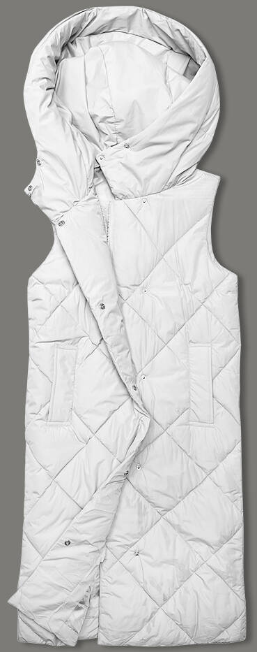 DŁUGA KAMIZELKA DAMSKA OVERSIZE BIAŁA (5M3165-281) - J STYLE