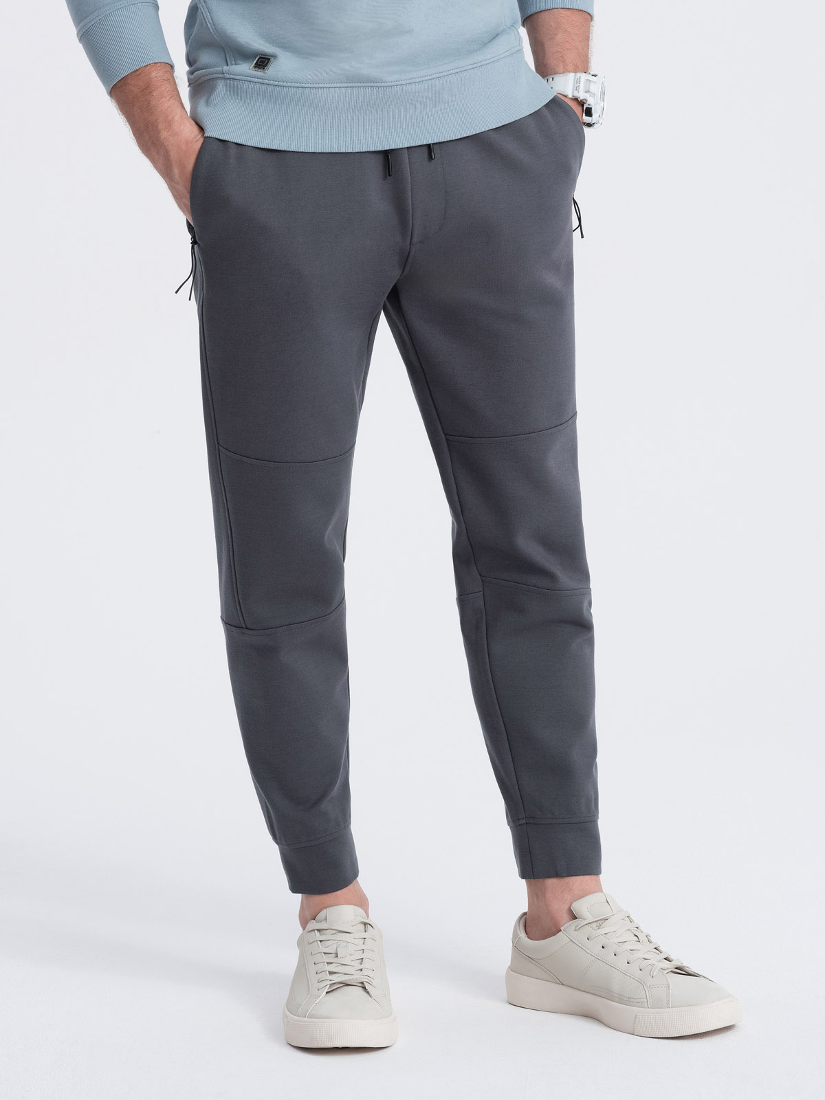 Spodnie męskie dresowe joggery - grafitowe V5 OM-PASK-0142