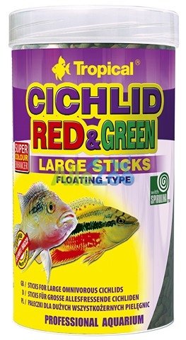 Tropical Cichlid Red&Green Large Sticks pałeczki ze spiruliną i astaksantyną dla dużych pielęgnic 250ml/75g