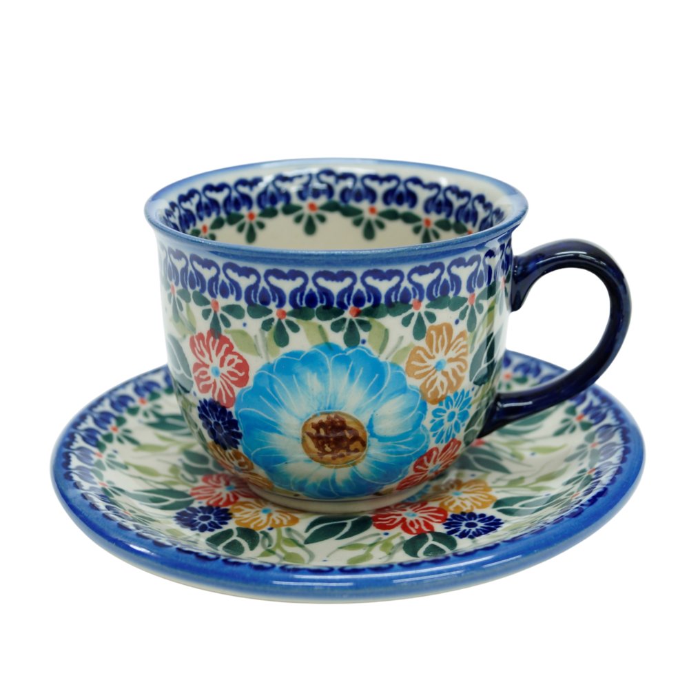 Ceramiczna filiżanka ze spodkiem Ceramika Bolesławiec