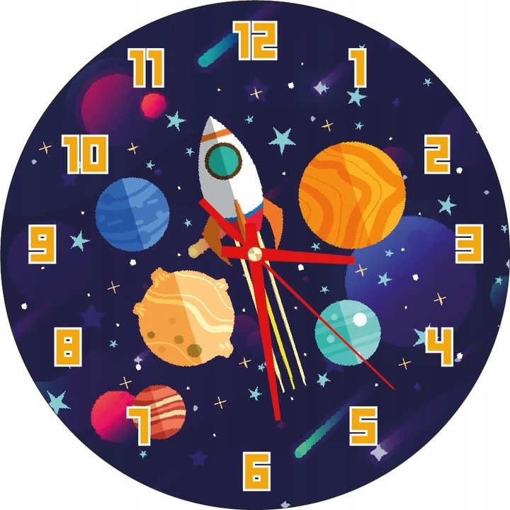 Zegar Ścienny Dla Dzieci Kosmos Planety Prezent