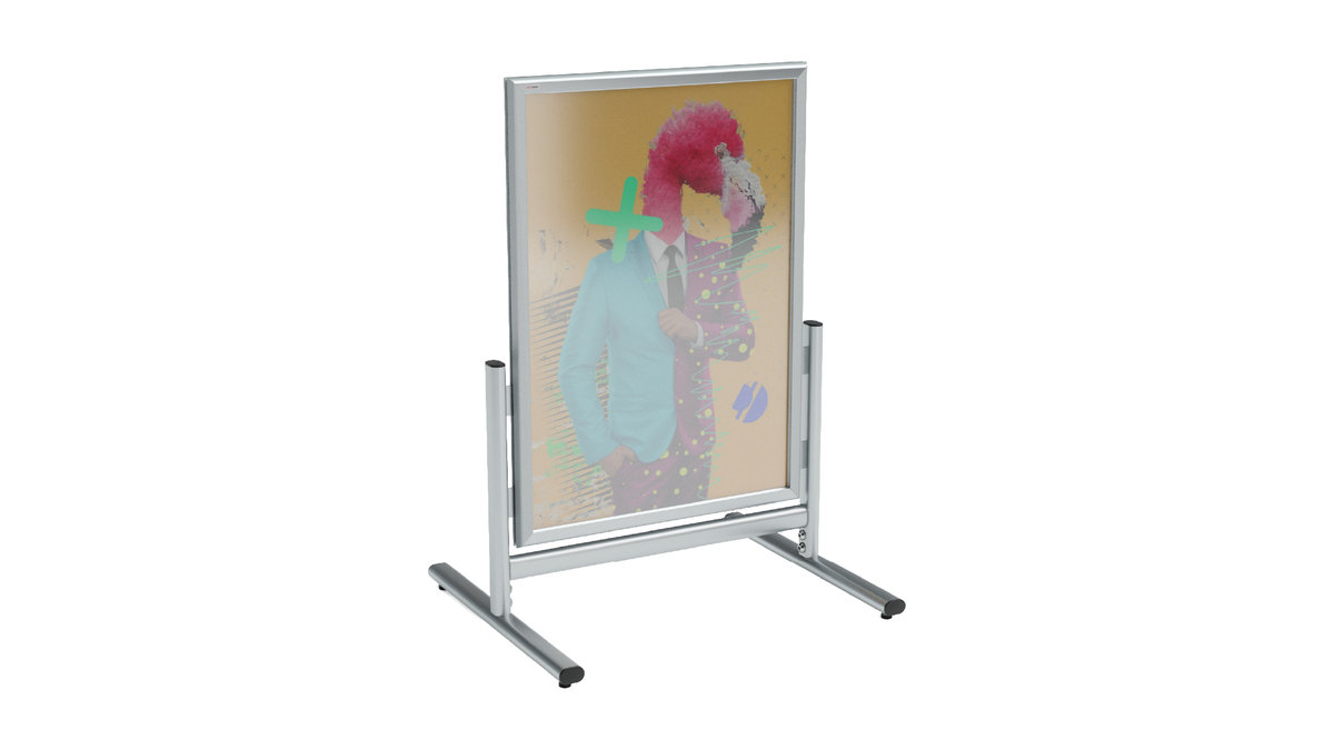 Stojak potykacz reklamowy A1 OWZ dwustronny w ramie aluminiowej srebrnej