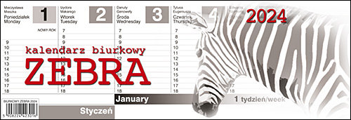 Parma Press, Kalendarz biurkowy Zebra, 2024