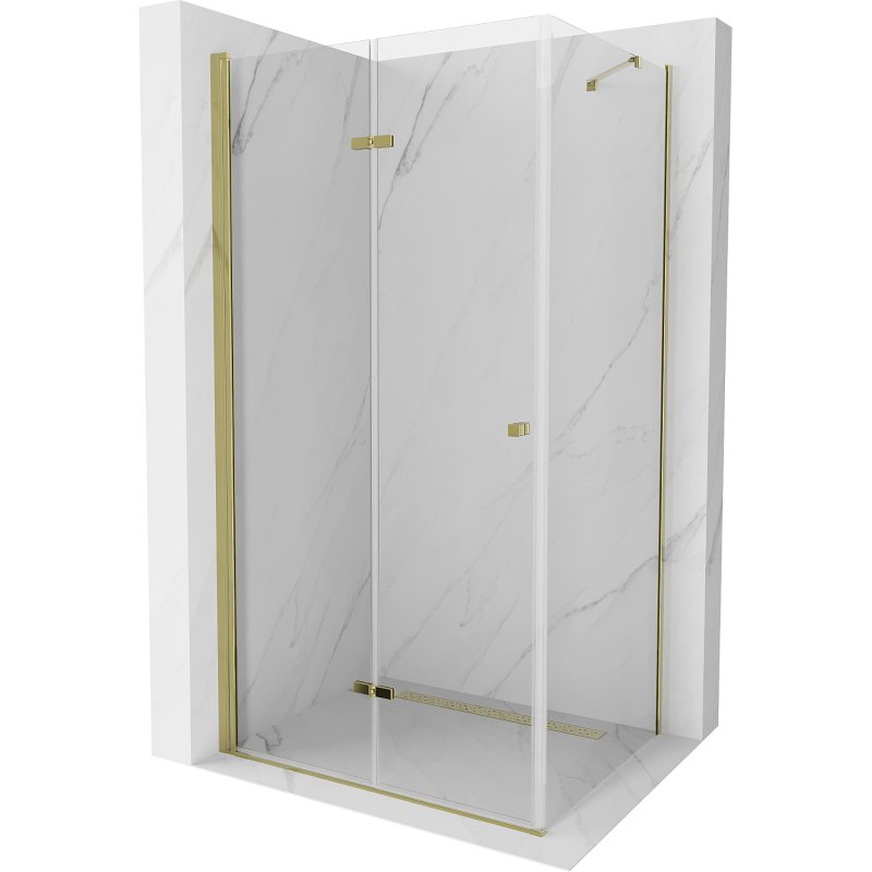 Mexen Lima kabina prysznicowa składana 90x100 cm, transparent, złota