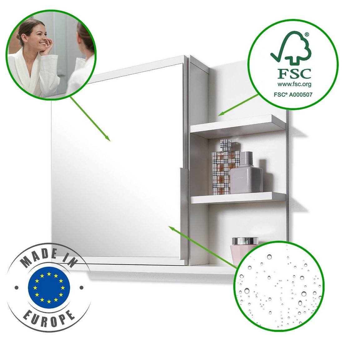 Biała Szafka Z Lustrem, Półki Prawe