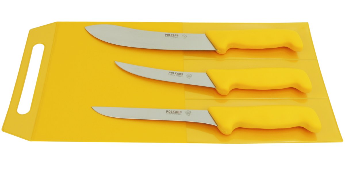 Polkars zestaw 3 noży (modele 13, 07, 17) żółty