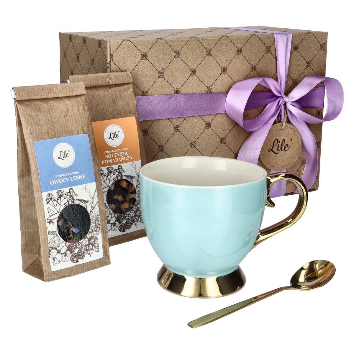 Filiżanka Porcelanowa Z Herbatą Łyżeczką Zestaw Na Prezent Upominek Lile Paeonia
