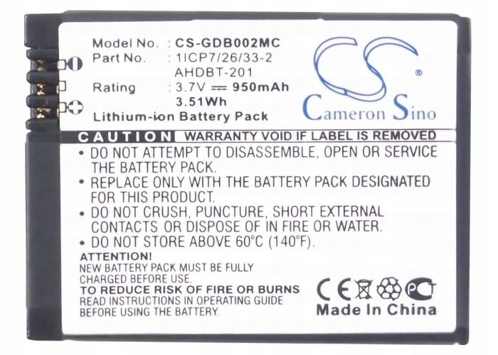 Cameron Sino GOPRO Nowa Bateria Akumulator AHDBT-301 Hero 3
