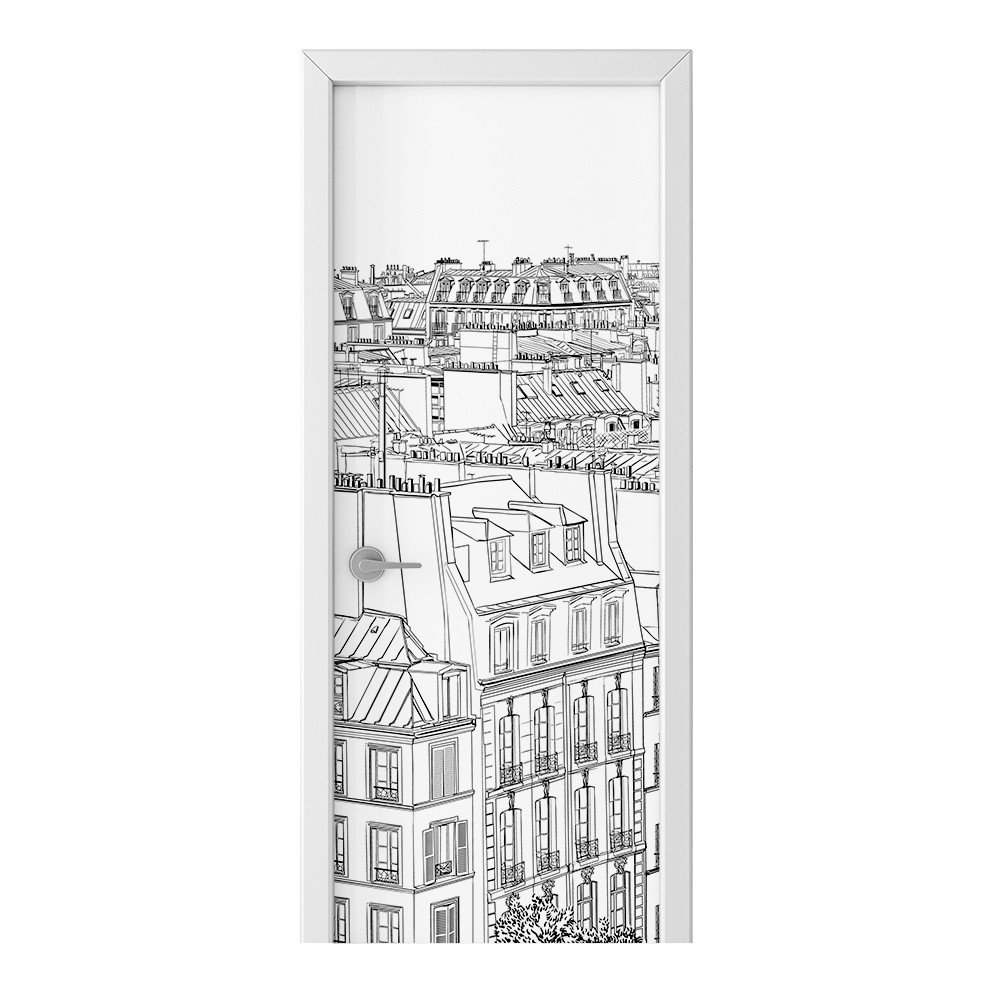 Naklejka na drzwi HOMEPRINT Dachy domów  w Paryżu 95x205 cm