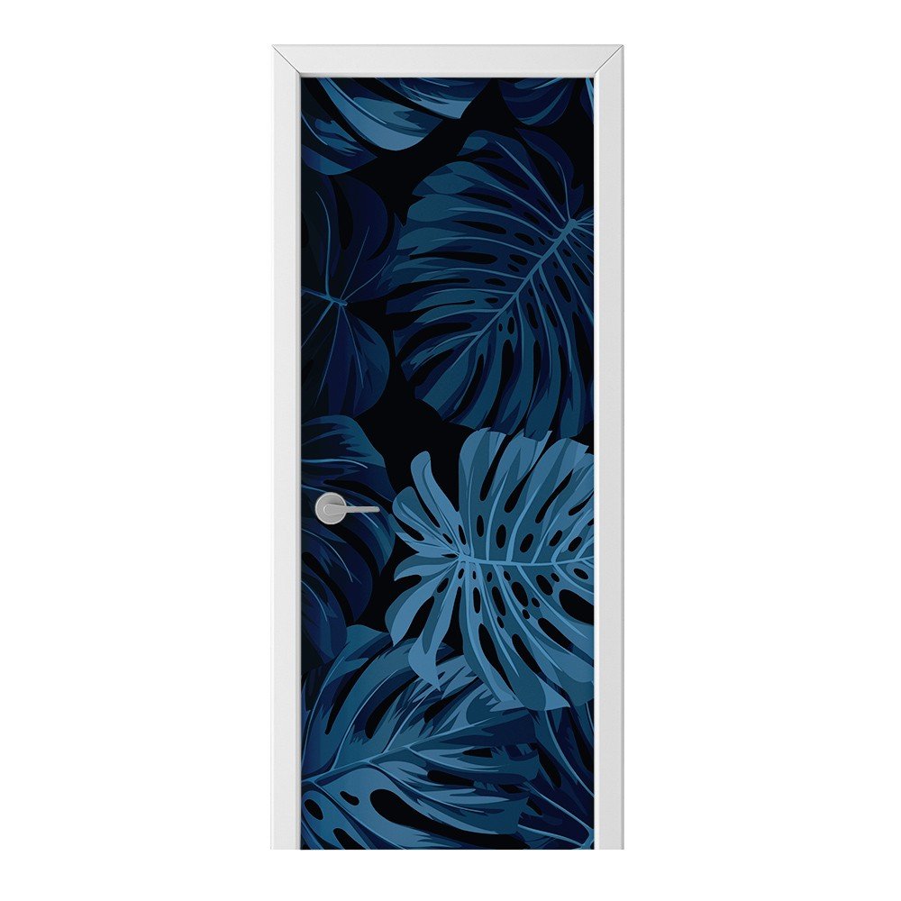 Naklejka na drzwi HOMEPRINT Ciemny wzór liści 85x205 cm