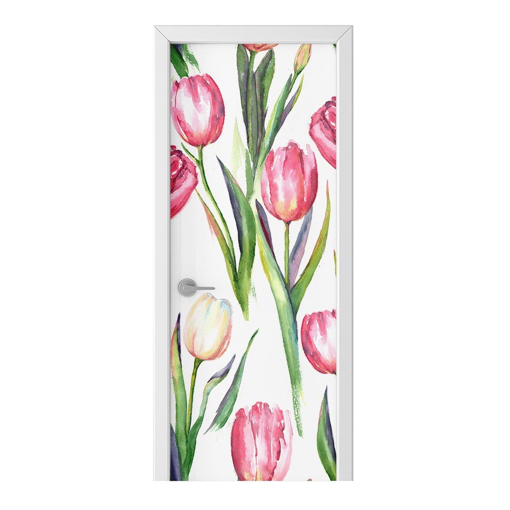 Naklejka na drzwi HOMEPRINT Akwarelowe tulipany 75x205 cm