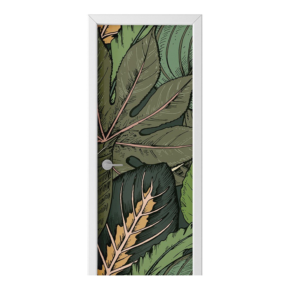 Naklejka na drzwi HOMEPRINT Liście tropikalne 75x205 cm