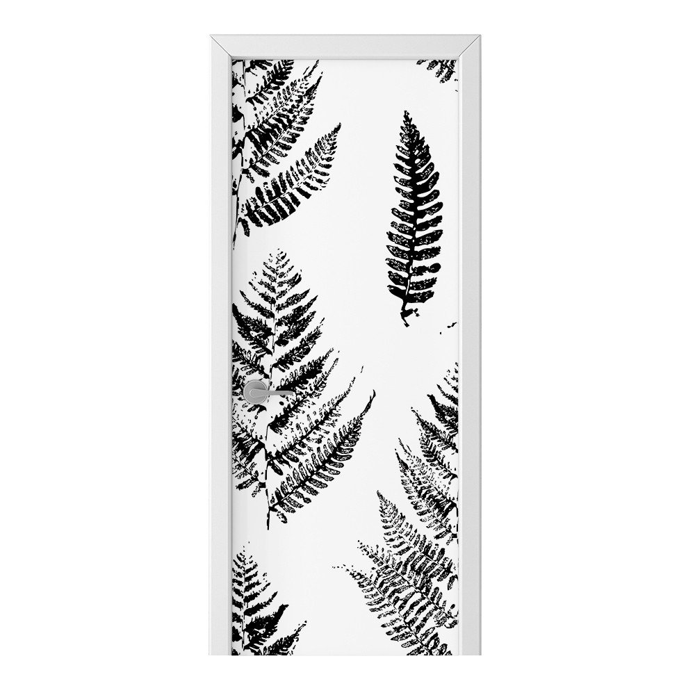 Naklejka na drzwi HOMEPRINT Czarne liście paproci 85x205 cm