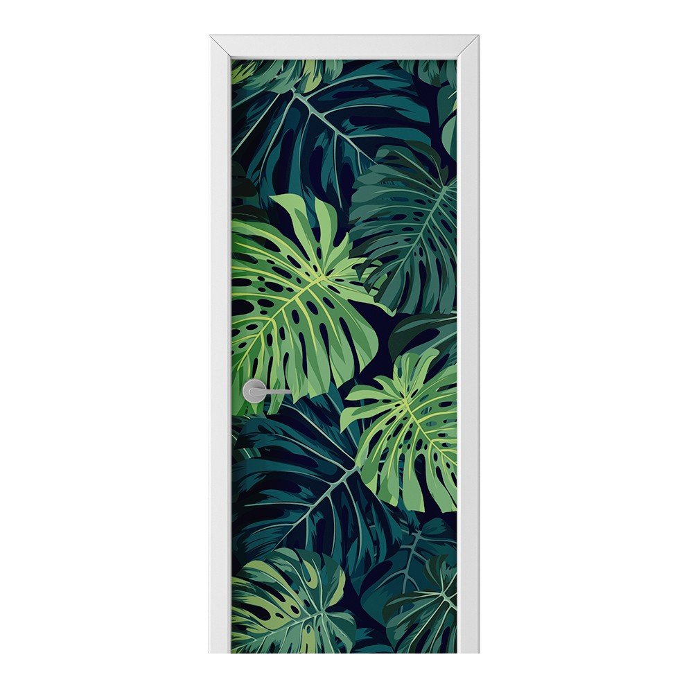 Naklejka na drzwi HOMEPRINT Zielone liście monstera 75x205 cm