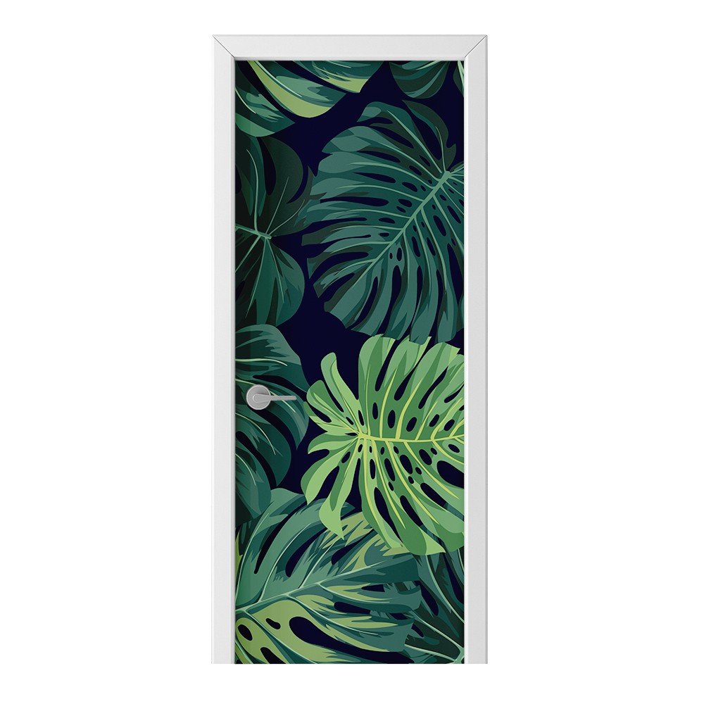 Naklejka na drzwi HOMEPRINT Zielone liście monstera 85x205 cm