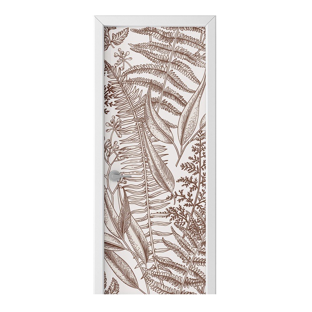 Naklejka na drzwi HOMEPRINT Wzór zarysu liści 75x205 cm