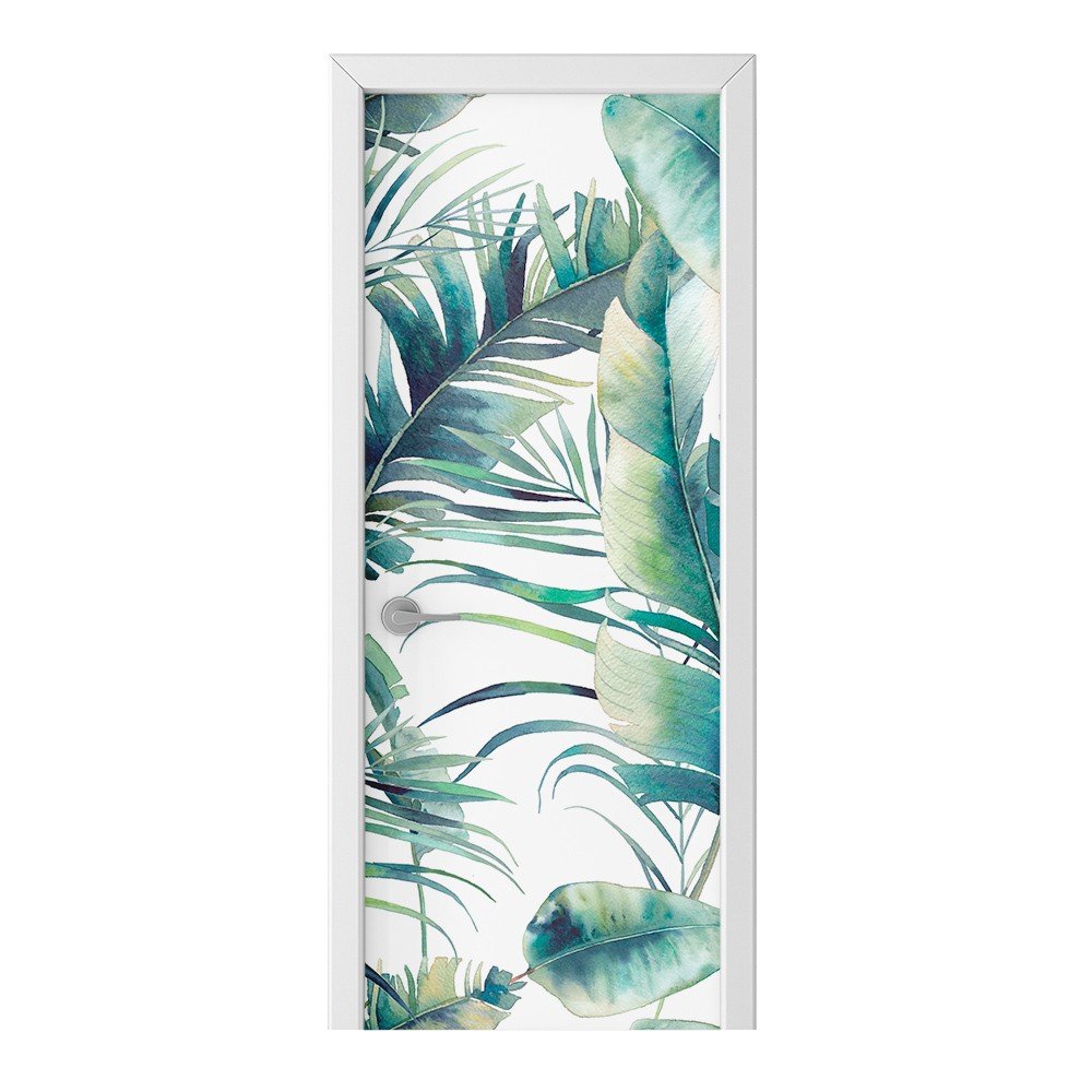 Naklejka na drzwi HOMEPRINT Liście palmy, monstera 75x205 cm