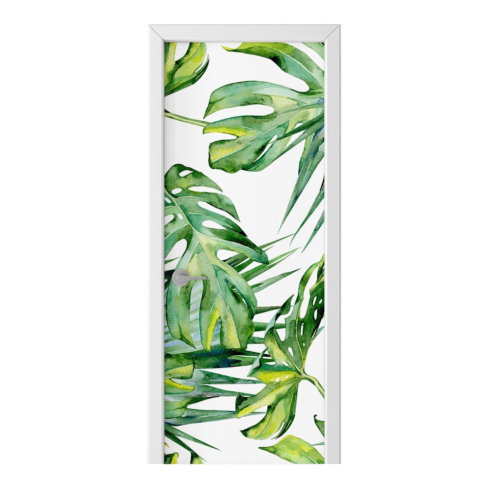 Naklejka na drzwi HOMEPRINT Zielone liście monstera 95x205 cm
