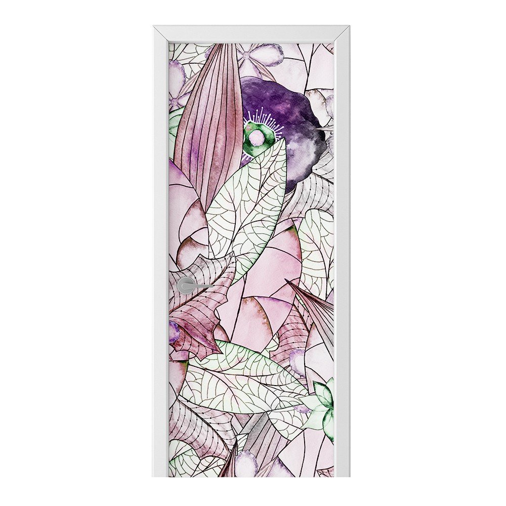 Naklejka na drzwi HOMEPRINT Geometryczny wzór roślin 95x205 cm