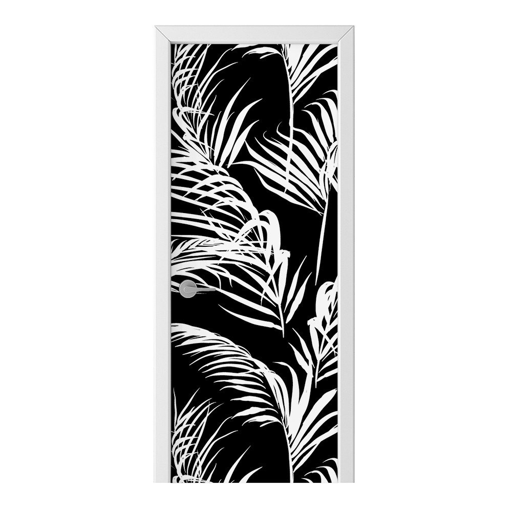 Naklejka na drzwi HOMEPRINT Białe liście palmy 75x205 cm