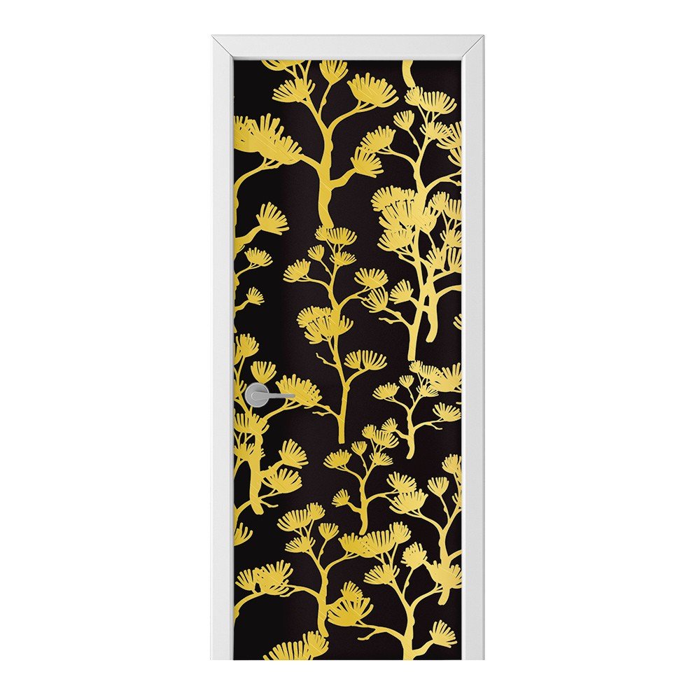 Naklejka na drzwi HOMEPRINT Złote azjatyckie drzewa 75x205 cm