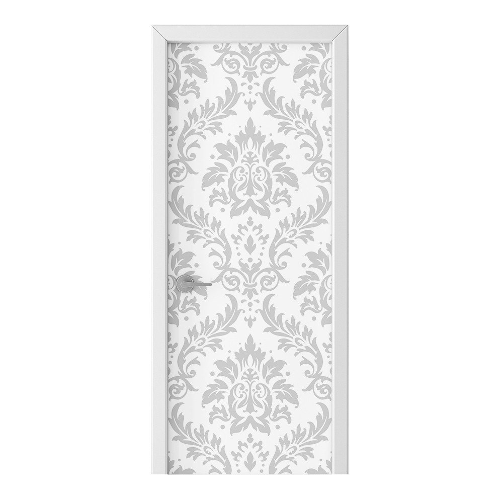 Naklejka na drzwi HOMEPRINT Srebrno biały ornament 75x205 cm