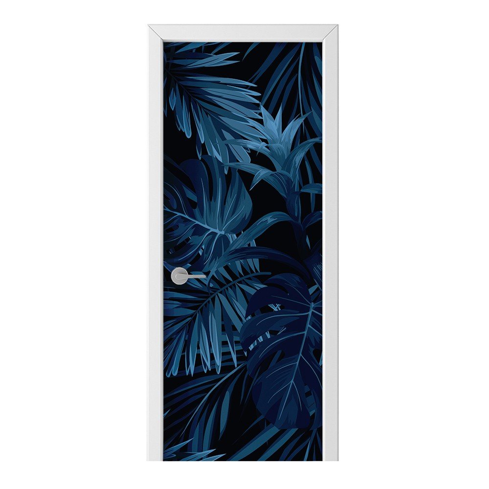 Naklejka na drzwi HOMEPRINT Wzór indygo z liści 75x205 cm