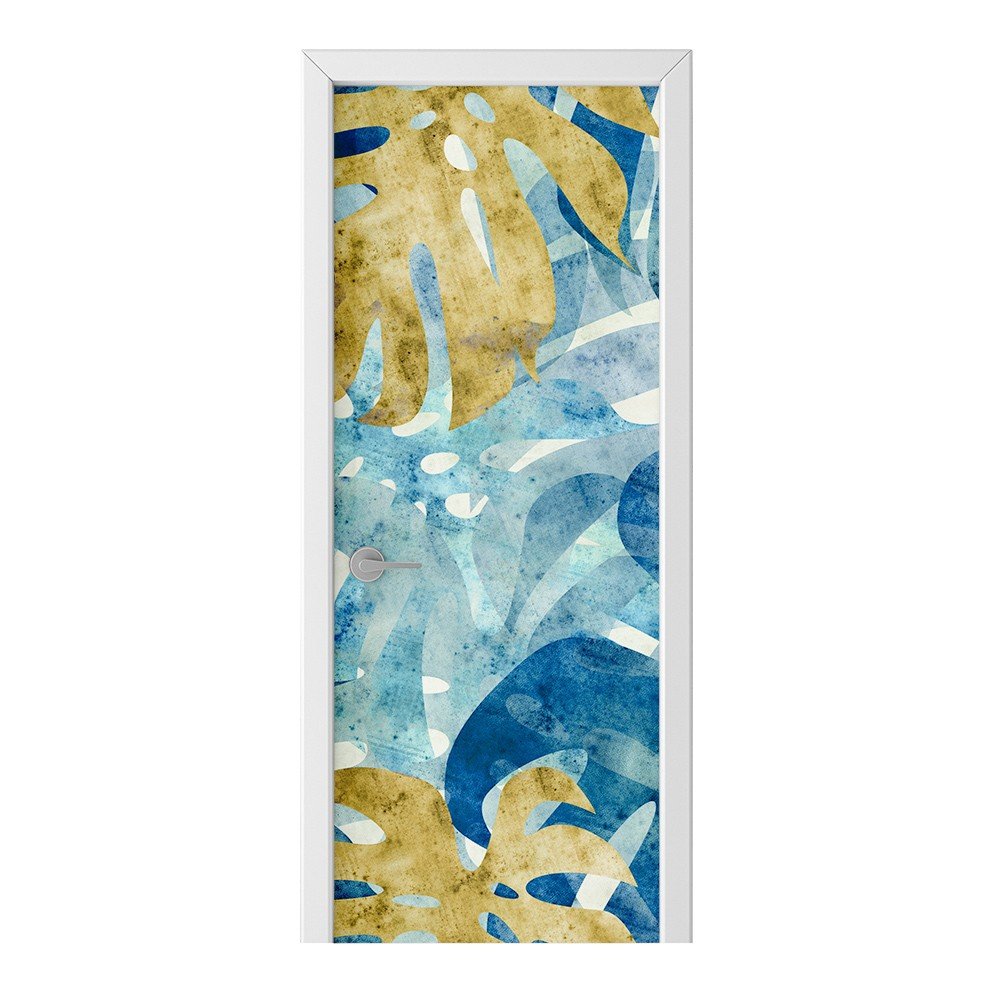 Naklejka na drzwi HOMEPRINT Malowane liście monstera 75x205 cm