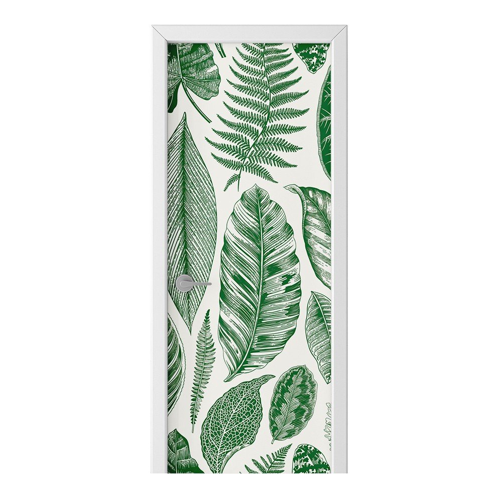 Naklejka na drzwi HOMEPRINT Egzotyczne liście 75x205 cm