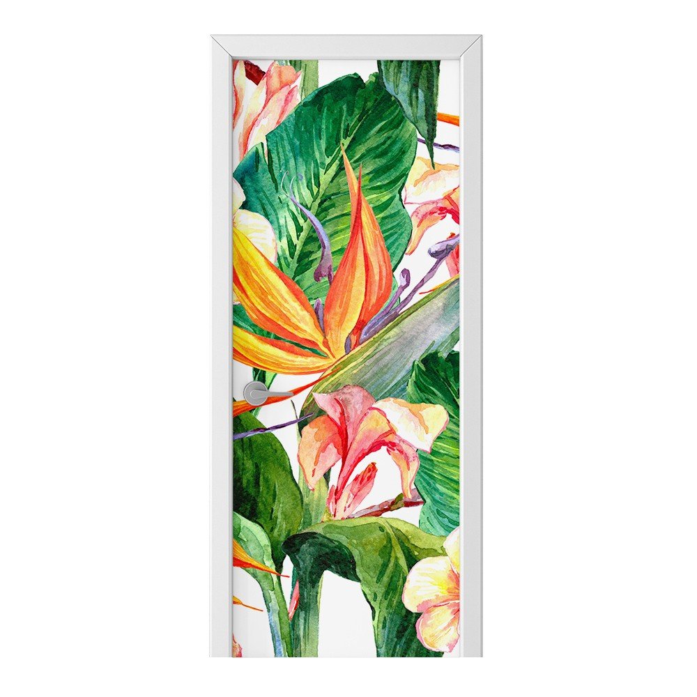 Naklejka na drzwi HOMEPRINT Kwiaty egzotyczne 95x205 cm