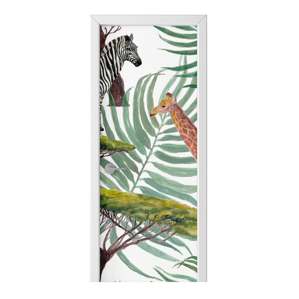 Naklejka na drzwi HOMEPRINT Zwierzęta tropikalne 75x205 cm