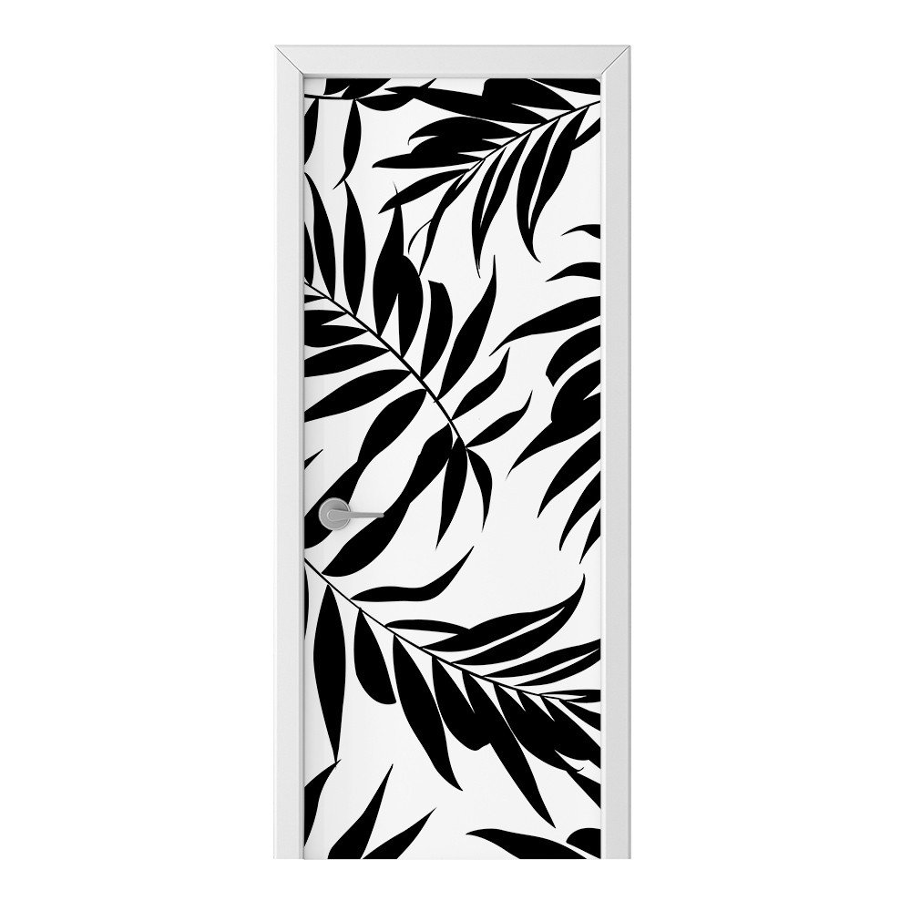 Naklejka na drzwi HOMEPRINT Czarne liście palmy 95x205 cm