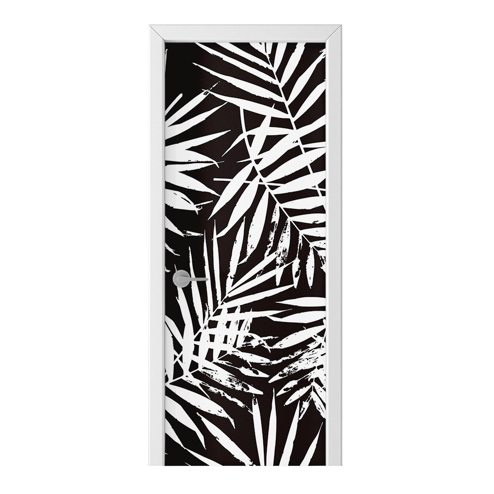 Naklejka na drzwi HOMEPRINT Wzór białych liści 95x205 cm