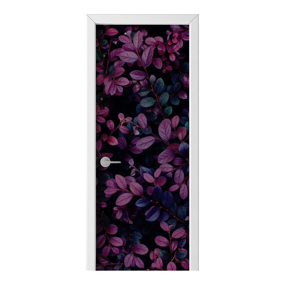 Naklejka na drzwi HOMEPRINT Fioletowe liście dżungli 85x205 cm